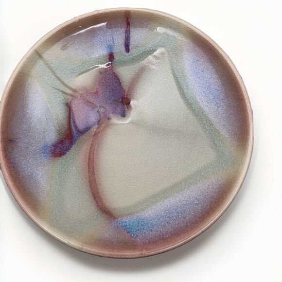 James Sleeper Studio Art Pottery Bowl Green Purple Asian Style Graduated Plate - Picture 3 of 6